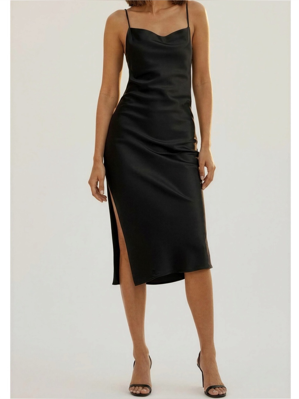 LILYSILK Elegant Alluring Cowl Neck Silk Dress, Black, 10 (US)